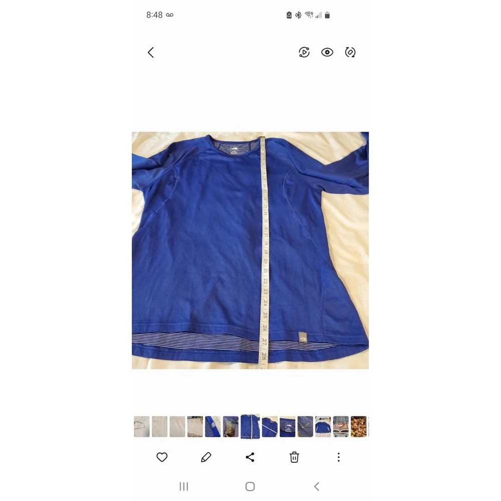 Northface Men's L‎ Long Sleeve Flashdry  Blue Active Top Base Layer Outdoor
